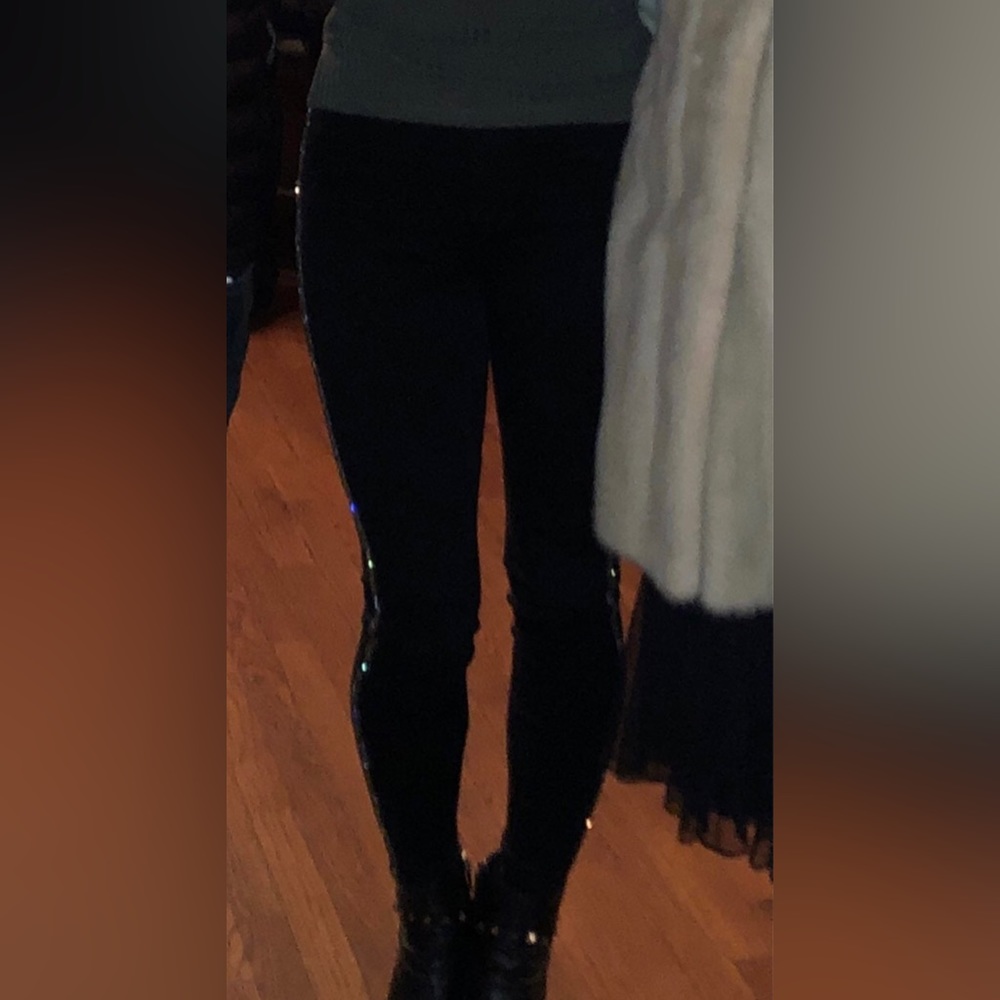 7FAM high waisted sparkly black denim jeans